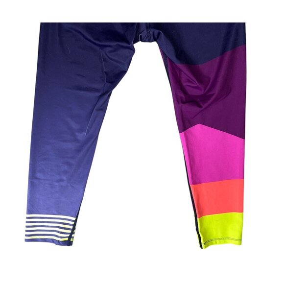 Layer 8 Colorblock Activewear Leggings Sz Large Quick-Dry Stretch Neon - Picture 8 of 9